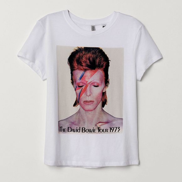 David Bowie Aladdin Sane 73 H&M glam pop rock cotton Tee S NWT - Picture 2 of 5